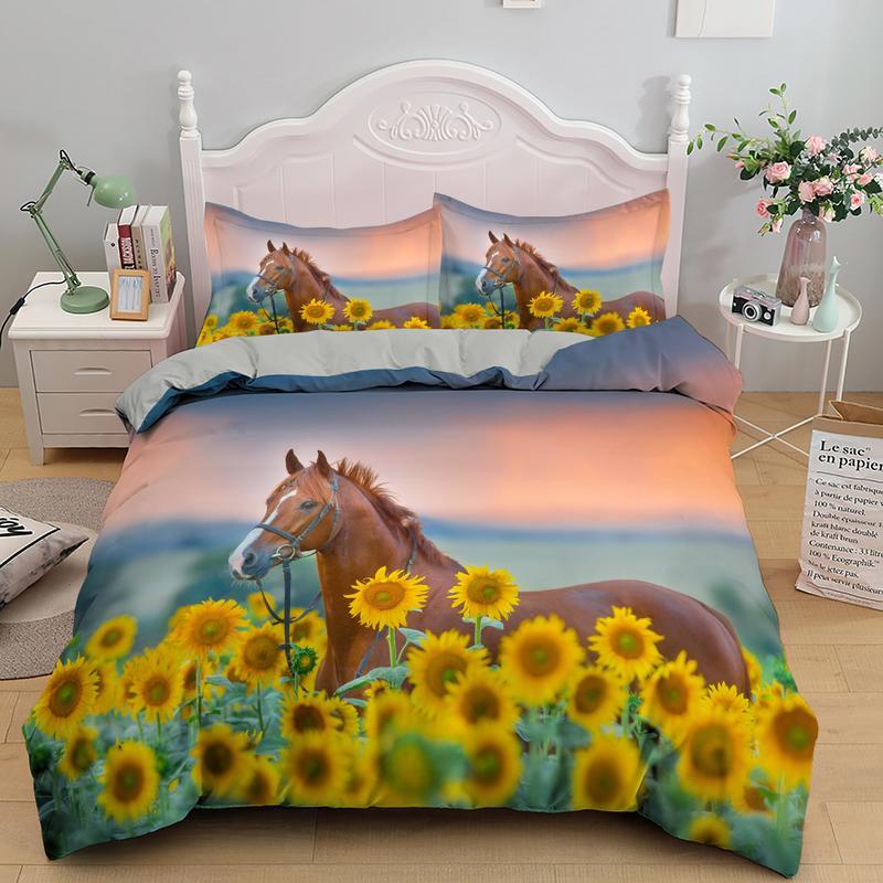 3D Digital Printing Horse Three Four Piece Bedding